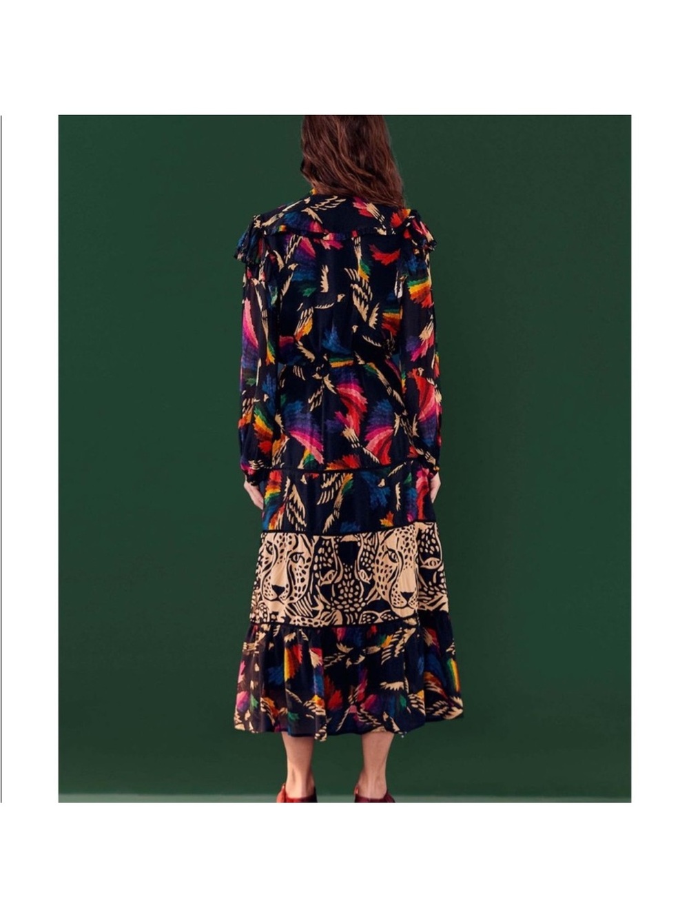 NWT FARM Rio Black Macaws Flight Ankle Midi Dress XL - Picture 8 of 11